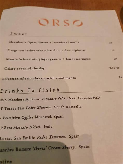 orso rose park menu